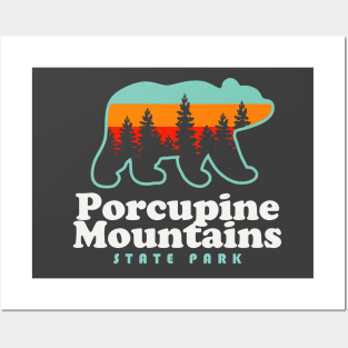 Porcupine Mountains Michigan Camping Hiking Bear Posters and Art